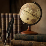 Vintage-Style World Globe – Retro English Map with Wooden Base for Home & Office Décor