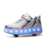 Unisex LED Light-Up Casual Shoes for Kids – Hook & Loop Sneakers with PU Upper and Non-Slip Rubber Sole