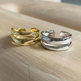 Stackable Ripple Wave Rings for Women – Adjustable Stainless Steel 18K Gold & Silver Plated Minimalist Jewelry