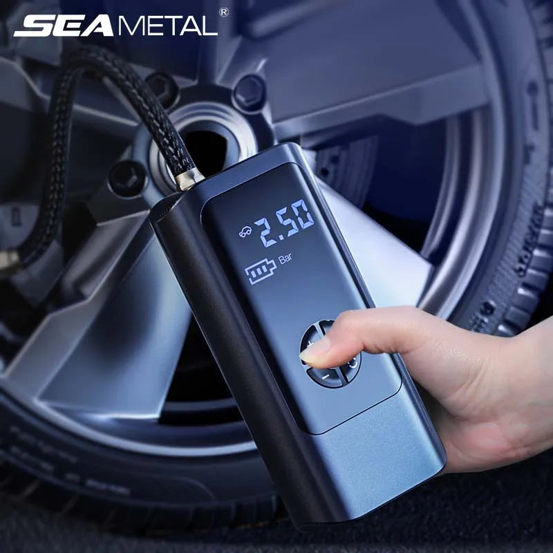 Cordless Car Tire Inflator | 150 PSI Wireless Air Compressor with 8000mAh Battery