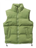 Winter Korean Men's Vests Stand Collar Zip Pockets Silk-Like Cotton Padded Sleeveless Waistcoat Jacket Thick Thermal Gilet Coats