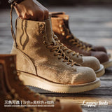 Men's Suede Leather Ankle Boots – Vintage Winter Combat Shoes with Anti-Slip Sole