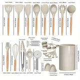 Juego de utensilios de cocina de silicona de 36 piezas de primera calidad con soporte: resistentes al calor y ecológicos
