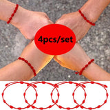 Pulsera ajustable de la suerte para parejas, tejida a mano, de color rojo, de algodón y lino, con diseño clásico de dijes