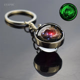 Glow-in-the-Dark Glass Ball Keychain – Trendy Fluorescent Metal Accessory