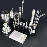 Juego de coctelera Boston: kit de herramientas de barra profesional con soporte