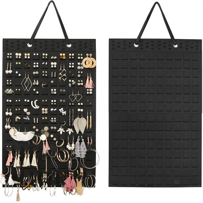 Organizador de joyas de terciopelo para montar en la pared: bolsa de fieltro para guardar pendientes, collares y anillos