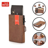 Men's Luxury RFID-Blocking Leather Wallet – Triple Fold Pop-Up Design with Coin Compartment