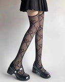 High-Waist Sexy Fishnet Stockings for Women – One Size, Stretchable Mesh Tights