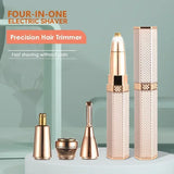 4-in-1 Electric Hair Remover for Women - Painless Facial, Bikini & Body Epilator with LED Light
