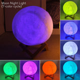 3D Moon LED Night Light with Button Battery – Portable Soft Glow Lamp