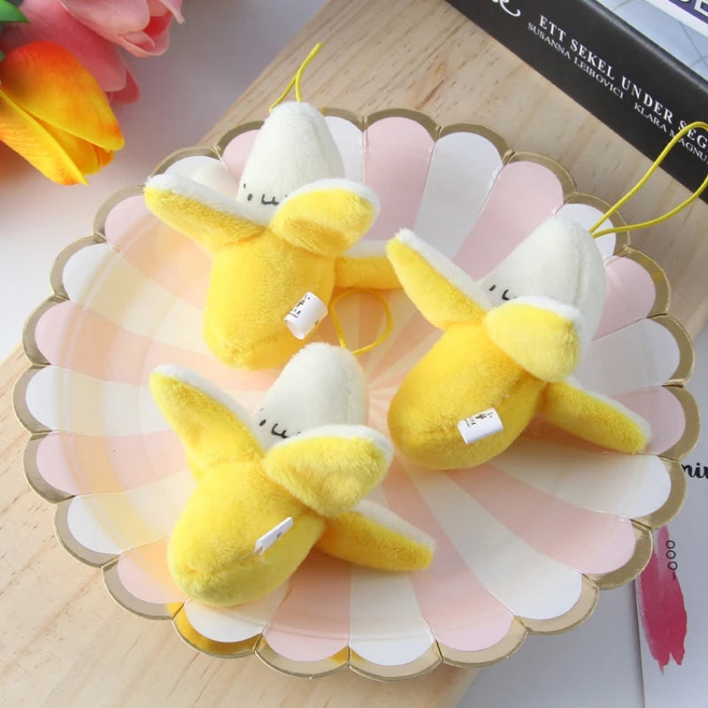 Kawaii Banana Plush Keychain - Cute Backpack Charm & Car Keyring Gift