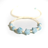 Handmade Ceramic Star Bracelet for Women – Adjustable Wax Cord Strand Jewelry