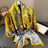 Bufanda tipo hijab de seda satinada con diseño para mujer, bufanda de verano a la moda con protección solar para la playa, pañuelo para la cabeza para mujer, nuevo
