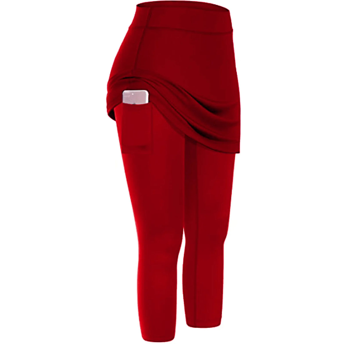 Women's Skirted Yoga Leggings with Pockets – High-Waist Sports Skirt Capri for Workout, Tennis & Running