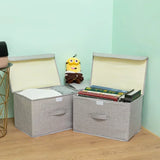 Caja de almacenamiento plegable de lino y algodón: organizador multiusos con tapa
