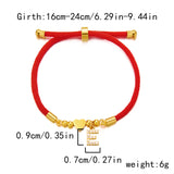 Pulsera moderna de acero inoxidable con dije de letra: cadena de cuerda de algodón ajustable para mujer