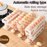 Caja de almacenamiento de huevos con ruedas automáticas - Organizador de huevos para refrigerador de múltiples capas para 30 huevos | Rejilla de conservación de huevos de cocina eficiente