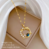 Trendy Stainless Steel Star Pendant Necklace – Women’s Zircon Charm Jewelry