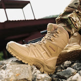 Men’s High-Top Leather Combat Boots – Breathable, Non-Slip Hiking & Outdoor Ankle Boots