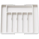 Organizador de cubiertos expandible con cajón: bandeja ajustable para guardar utensilios y cubiertos
