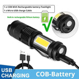 Mini Rechargeable LED Flashlight – Dual Light Source, Zoomable, Waterproof Torch for Camping, Fishing, and Outdoor Use
