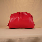 Women's PU Leather Dumpling Shoulder Bag – Elegant Ruched Crossbody & Clutch Handbag