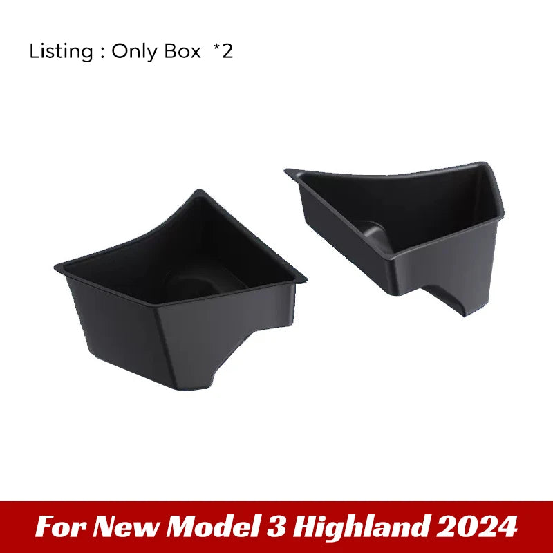 Tesla Model 3 Trunk Organizer | TPE Storage Box with Carpet Lids for 2023–2024 Highland