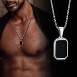Stainless Steel Military Dog Tag Necklace for Men – Black & Silver with Box Chain