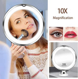 10X Magnifying Vanity Mirror with LED Lights – Touch Screen Makeup Mirror with Suction Base