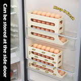 Caja de almacenamiento de huevos con ruedas automáticas - Organizador de huevos para refrigerador de 4 capas con gran capacidad | Dispensador de huevos eficiente para almacenamiento en la cocina 