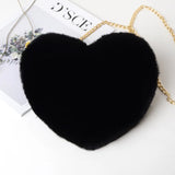 Heart-Shaped Faux Fur Shoulder Bag – Soft Plush Crossbody for Women
