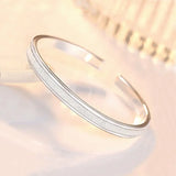 925 Sterling Silver Open Cuff Bracelet for Women - Trendy Adjustable Bangle Jewelry