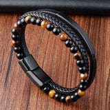 Men’s Leather Magnetic Clasp Bracelet – Trendy Rope Chain Charm Accessory