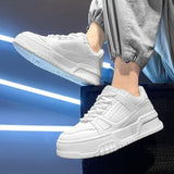 Men’s Height-Increasing Breathable Casual Sneakers – Lace-Up Artificial Leather Shoes for Spring & Autumn