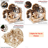 3D Wooden Puzzle Marble Run DIY Mechanical Model Kit for Teens & Adults