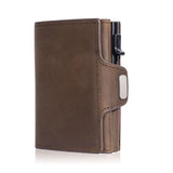 Men's Luxury RFID-Blocking Leather Wallet – Triple Fold Pop-Up Design with Coin Compartment