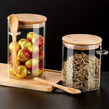 Frascos de vidrio herméticos de 18 oz con tapas y cucharas: recipientes transparentes para almacenar especias y dulces
