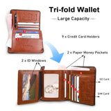 Men’s RFID Blocking Genuine Leather Wallet – Slim Trifold with Card, Coin & SIM Holder