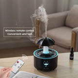 Humidificador con forma de paraguas giratorio y gotas de agua: niebla silenciosa, aromaterapia y luz nocturna colorida