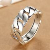 Adjustable Vintage Chain Ring – 925 Sterling Silver Open Ring for Women & Men