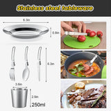 Juego de utensilios de cocina para acampar: juego de vajilla y utensilios de cocina para exteriores antiadherentes con tetera