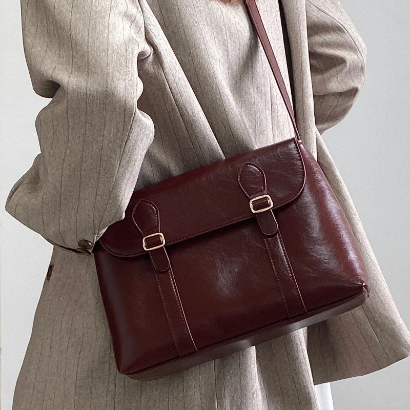 Bolso de hombro vintage para mujer, bolso de mano de gran capacidad para mujer, bolso de mano de piel sintética, bolso de mensajero para mujer, bolso de libros para chicas universitarias