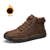 Men’s Lace-Up Split Leather Ankle Boots – Comfortable & Casual Spring/Autumn Footwear