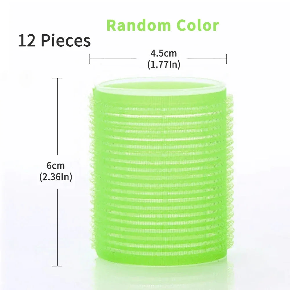 12-Piece No-Heat Self Grip Hair Rollers Set for All Hair Types