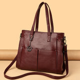 Women’s Vintage PU Leather Tote Bag – Large Capacity Zipper Handbag for Daily & Office Use