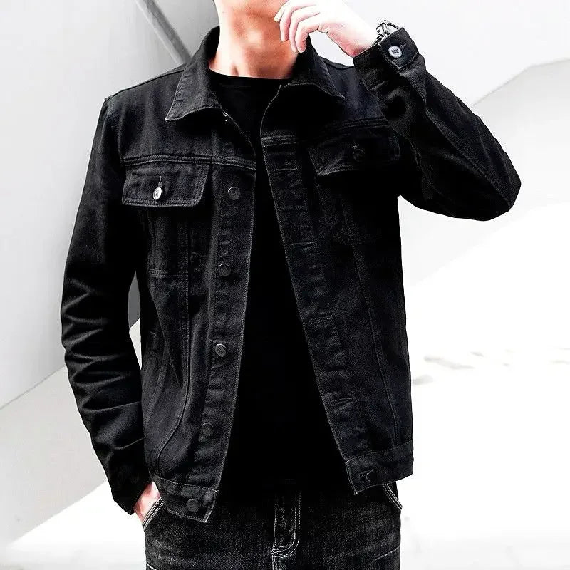 Men's Safari Style Denim Jacket – Single-Breasted, Regular Fit for Spring & Autumn