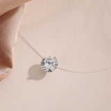 Crystal Ball Pendant Choker – Transparent Fishline Necklace for Women, Elegant Wedding & Party Jewelry