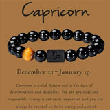 Black Onyx Zodiac Sign Bracelet – 12 Constellation Beaded Charm for Men & Women