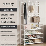 Perchero para ropa, zapatero de varias capas, para puerta, estante para sombreros y zapatos, organizador sencillo de suelo para sala de estar, estantes de almacenamiento